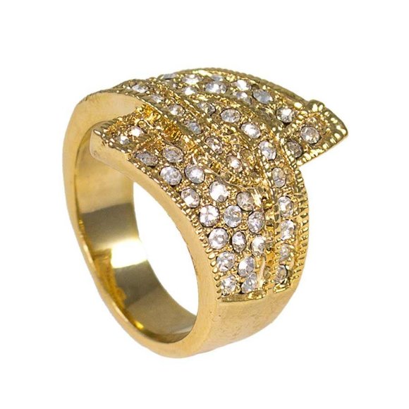 Gold layered ring with brilliant cubic zirconia stones - Picture 2 of 7